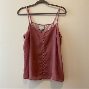 Anthropologie Maeve Dusty Arose Velvet Camisole Tank Top M Holiday